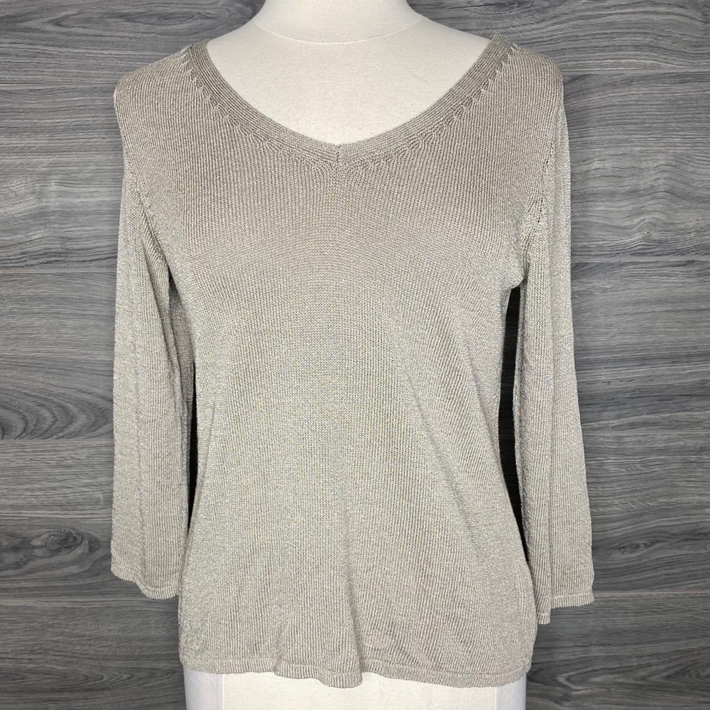 Eileen Fisher 3/4 Sleeve Top Gray size M